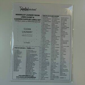 144 Minimalistic Laundry Room Labels Preprint Stickers for Glass Jars, Container